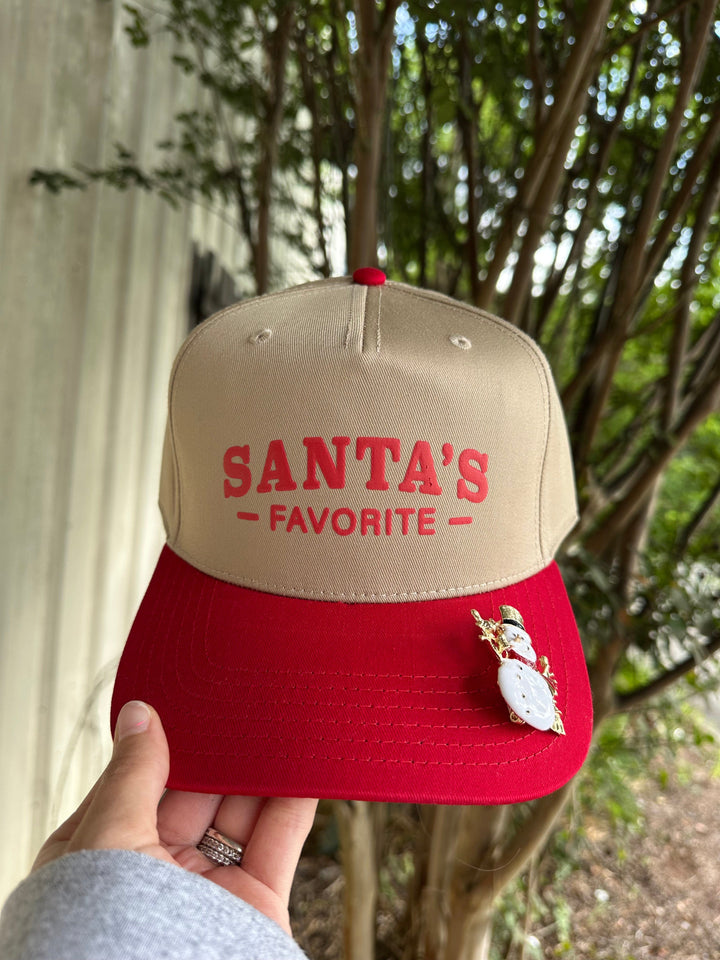 Santa’s Favorite Khaki/Red Canvas Trucker Hat