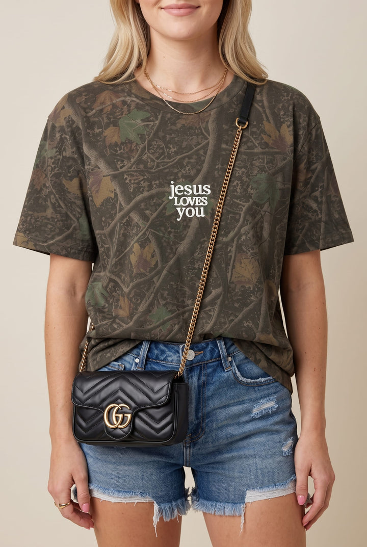 Jesus Loves You -mini-  Dark Camo Shortsleeve