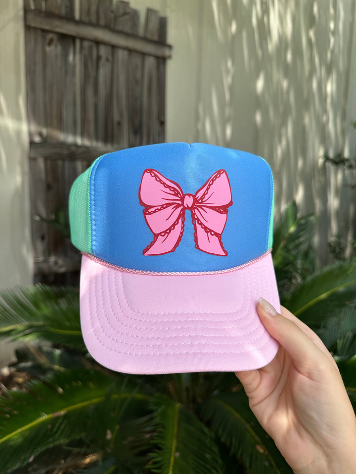Pink Lace Bow Multi Trucker Hat