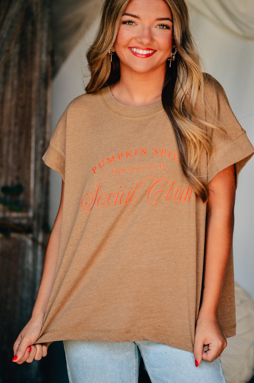 Pumpkin Spice Obsessed Social Club Camel Tee
