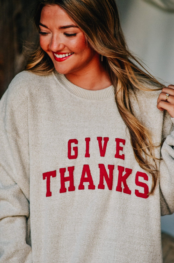 Give Thanks Knit Sweatshirt
