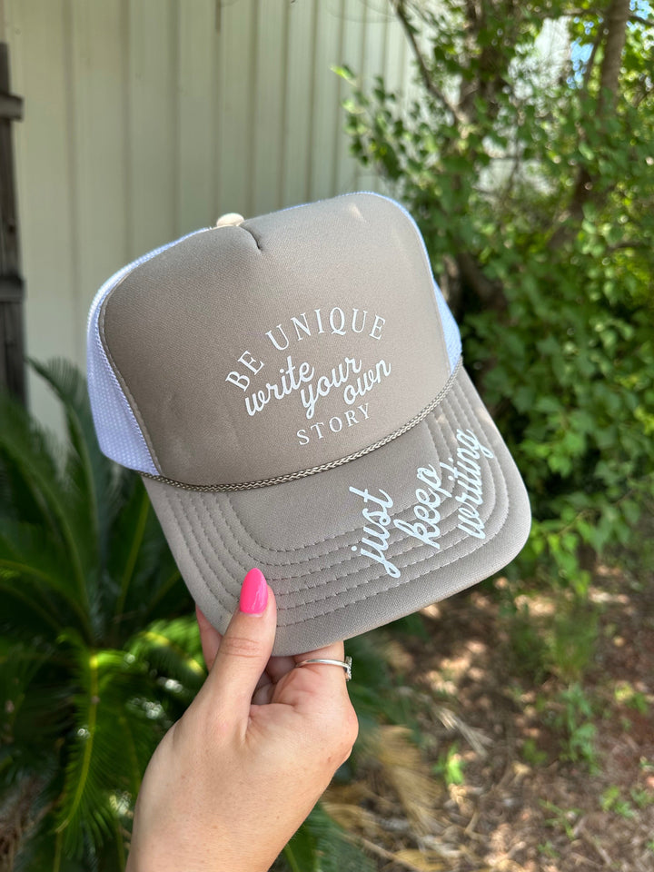 Be Unique Khaki & White Foam Trucker Hat