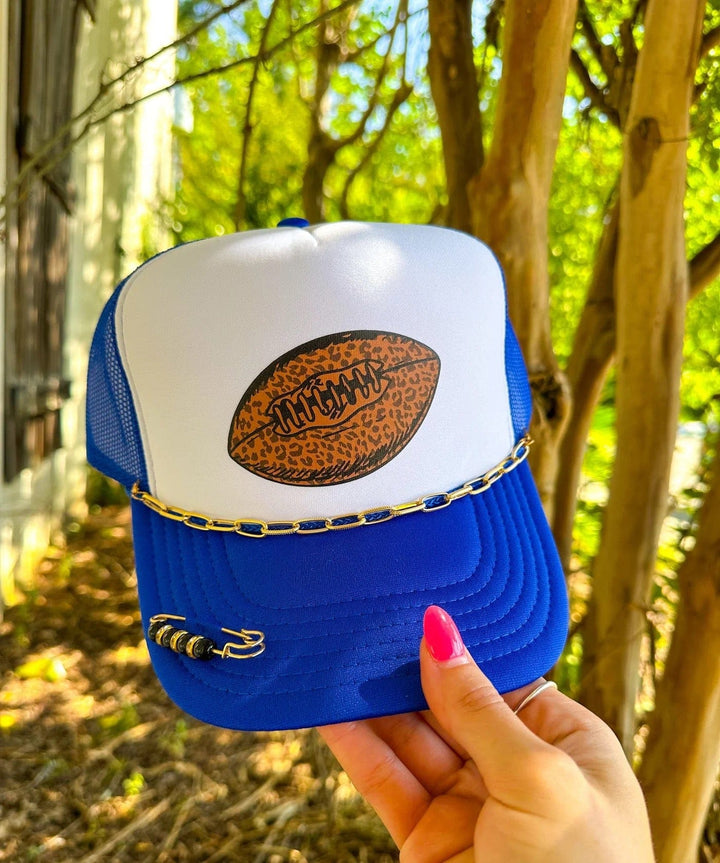 Leopard Football Royal & White Trucker Hat
