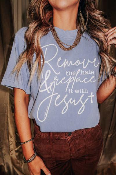 Replace It With Jesus Mock Neck Tee