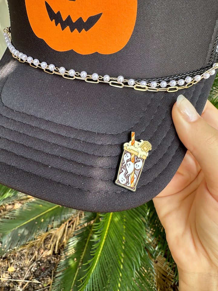 Pumpkin Face Black Trucker Hat