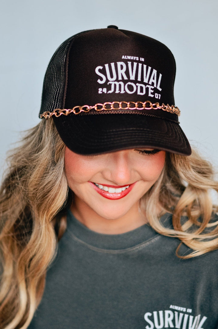 Survival Mode Brown Trucker Hat