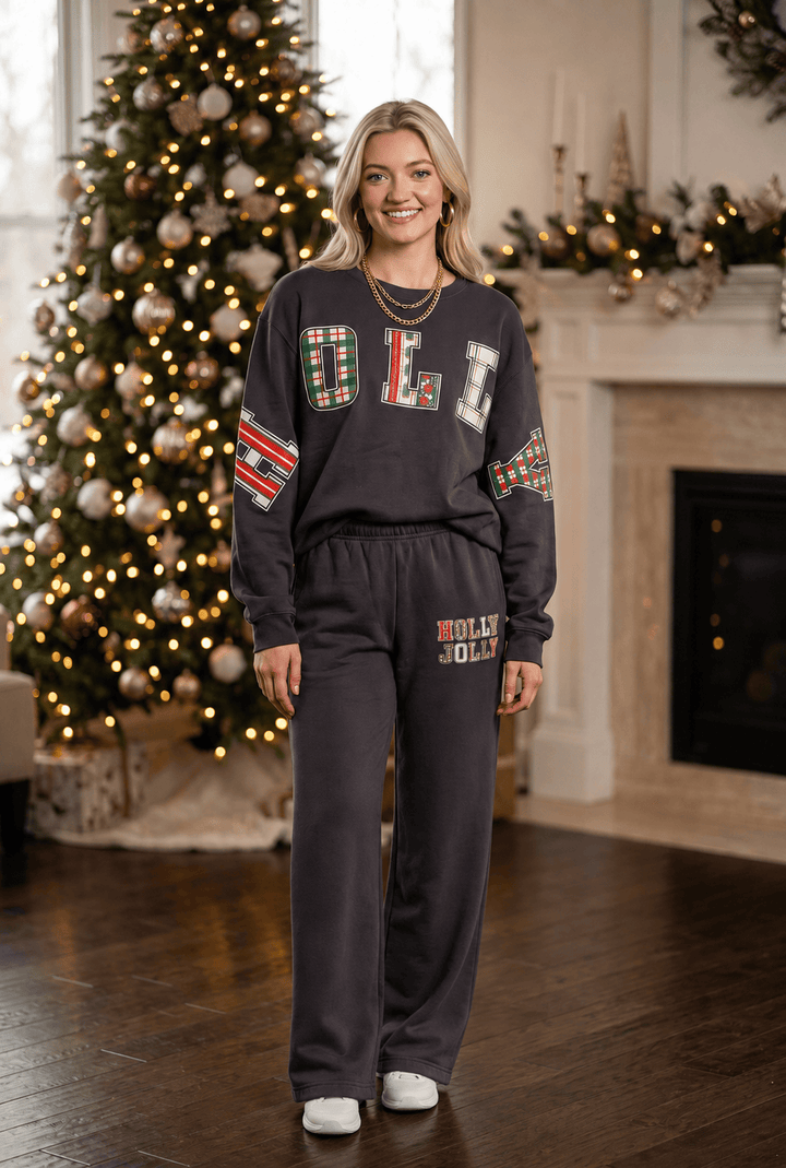 Holly Jolly Patch Charcoal Sweatpants