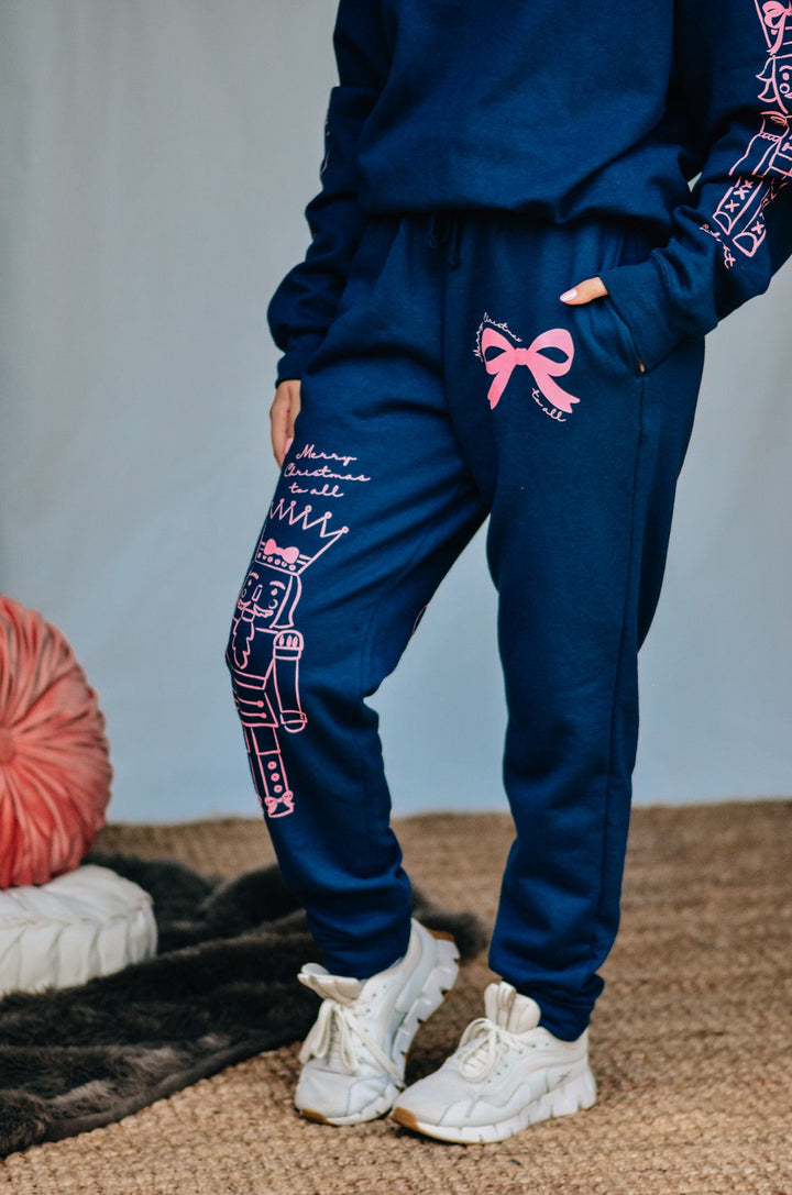 Nutcracker Bows Navy Joggers
