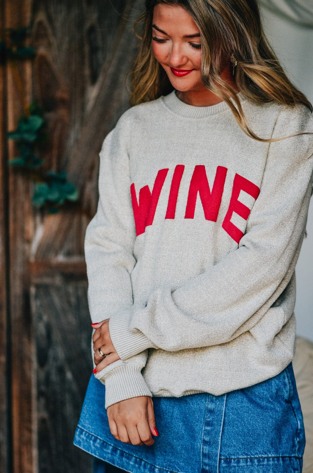 Wine Knit Sweatshirt