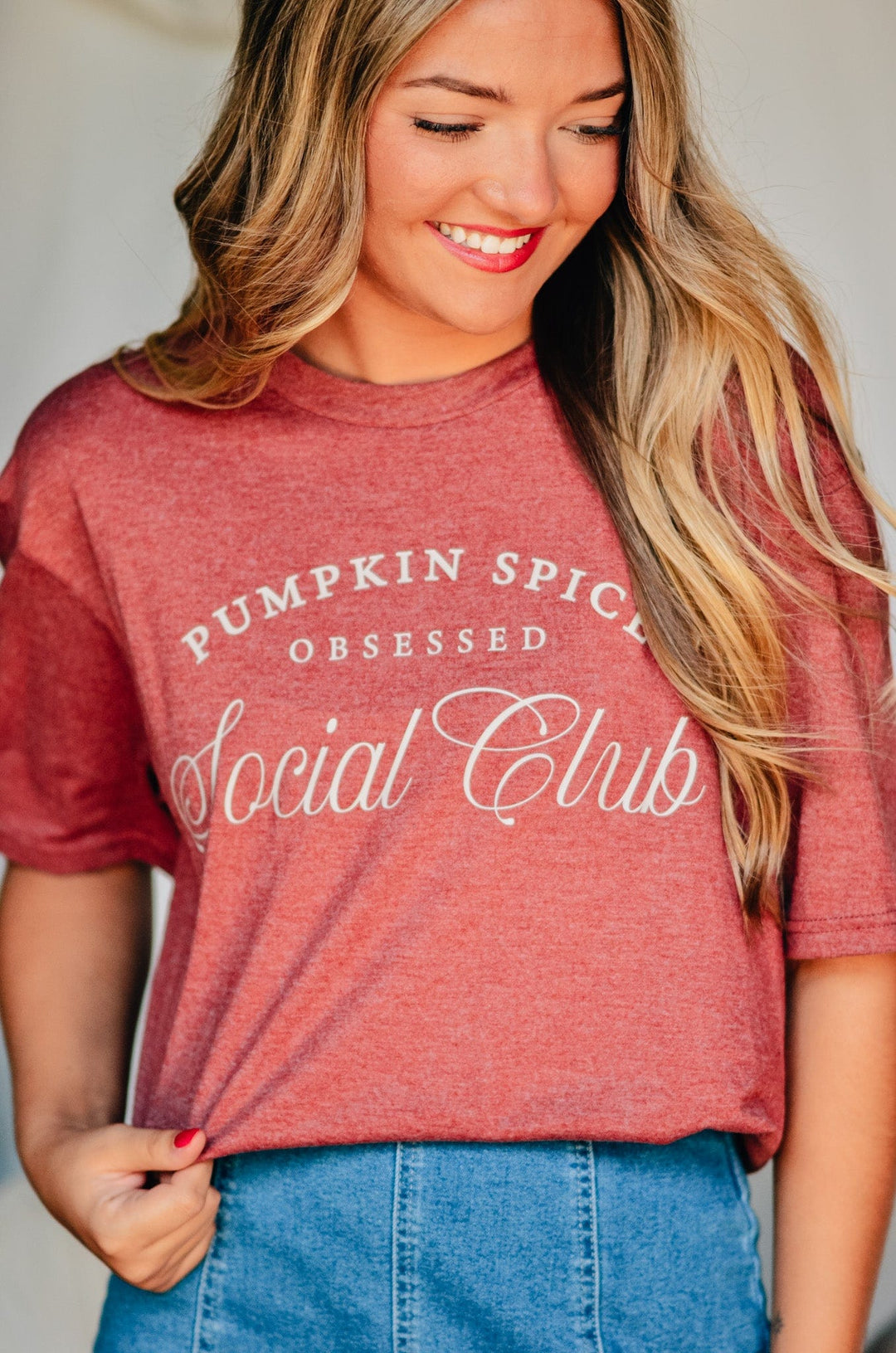 Pumpkin Spice Obsessed Social Club Maroon Tee