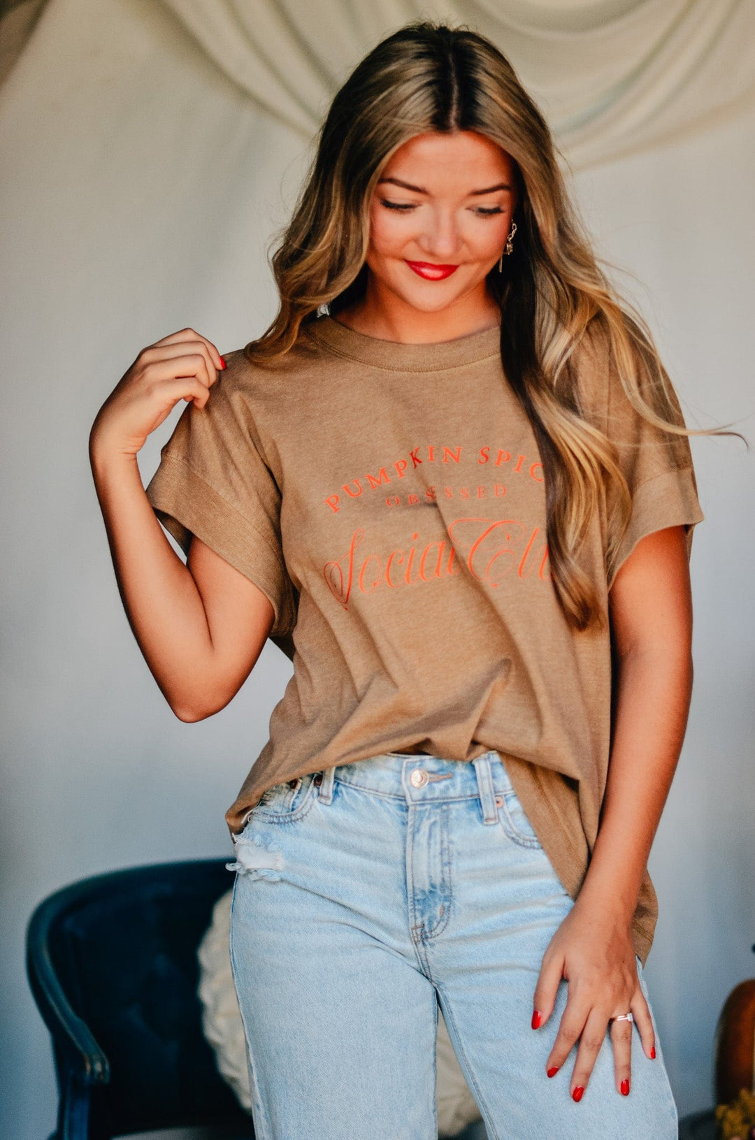Pumpkin Spice Obsessed Social Club Camel Tee
