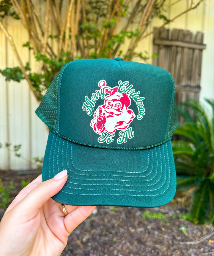 Vintage Santa Green Trucker Hat