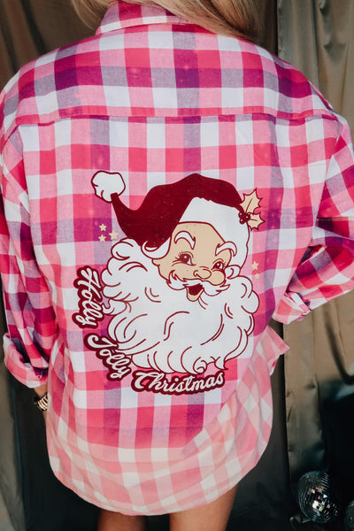 Holly Jolly Christmas/Pink Bleached Plaid