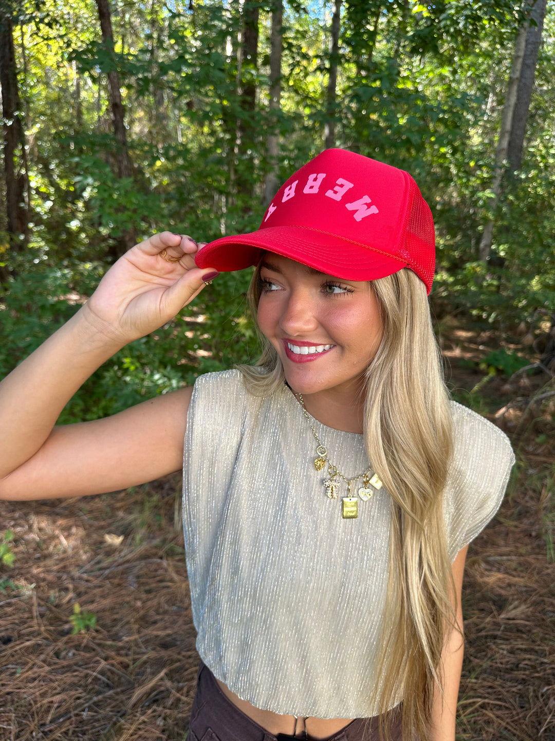 Merry Arch Red Trucker Hat