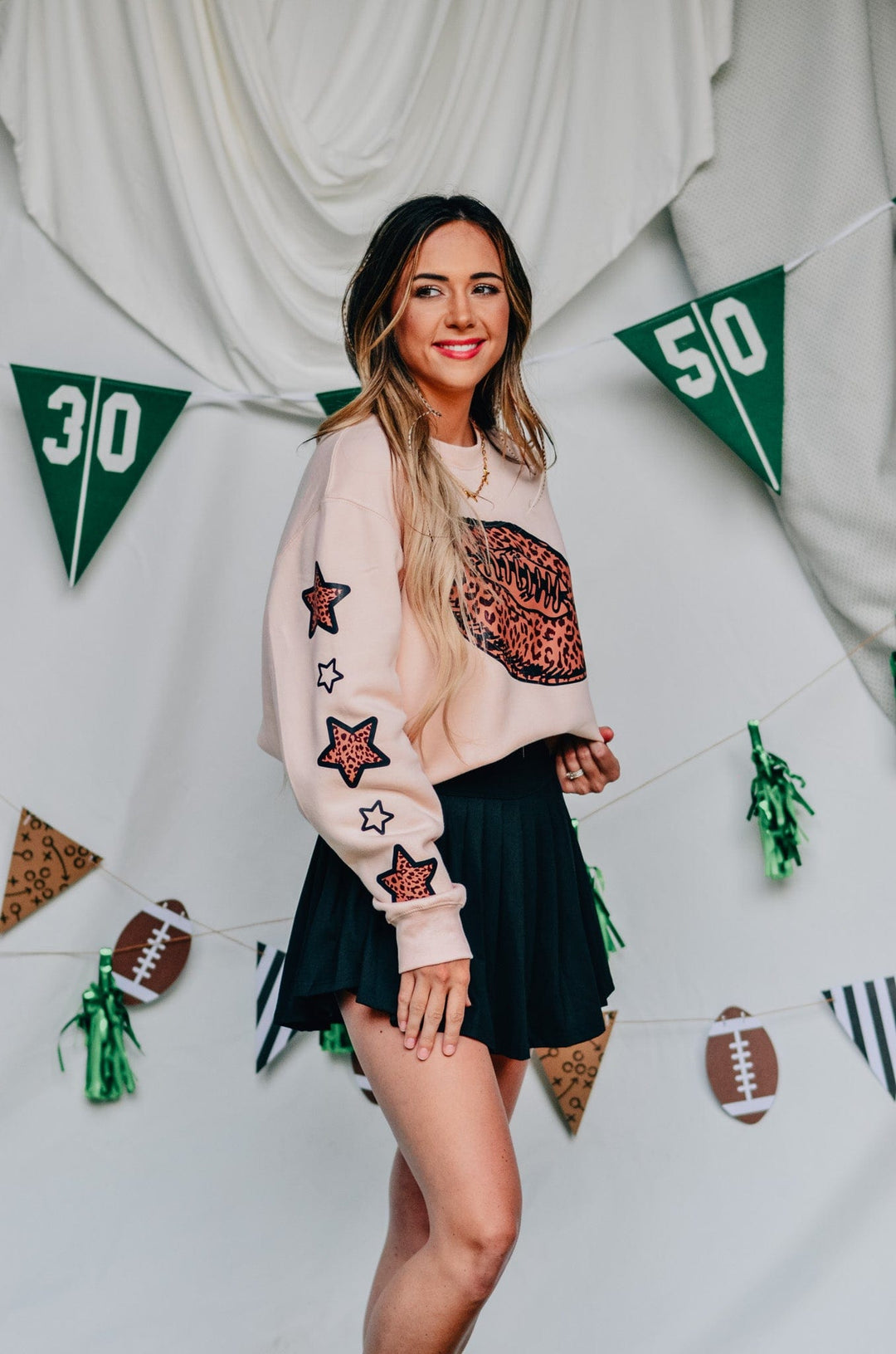 Leopard Football Pale Pink Sweatshirt