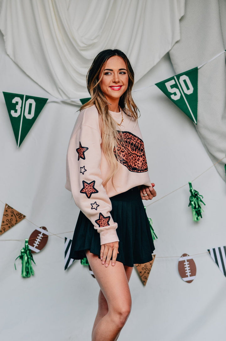 Leopard Football Pale Pink Sweatshirt