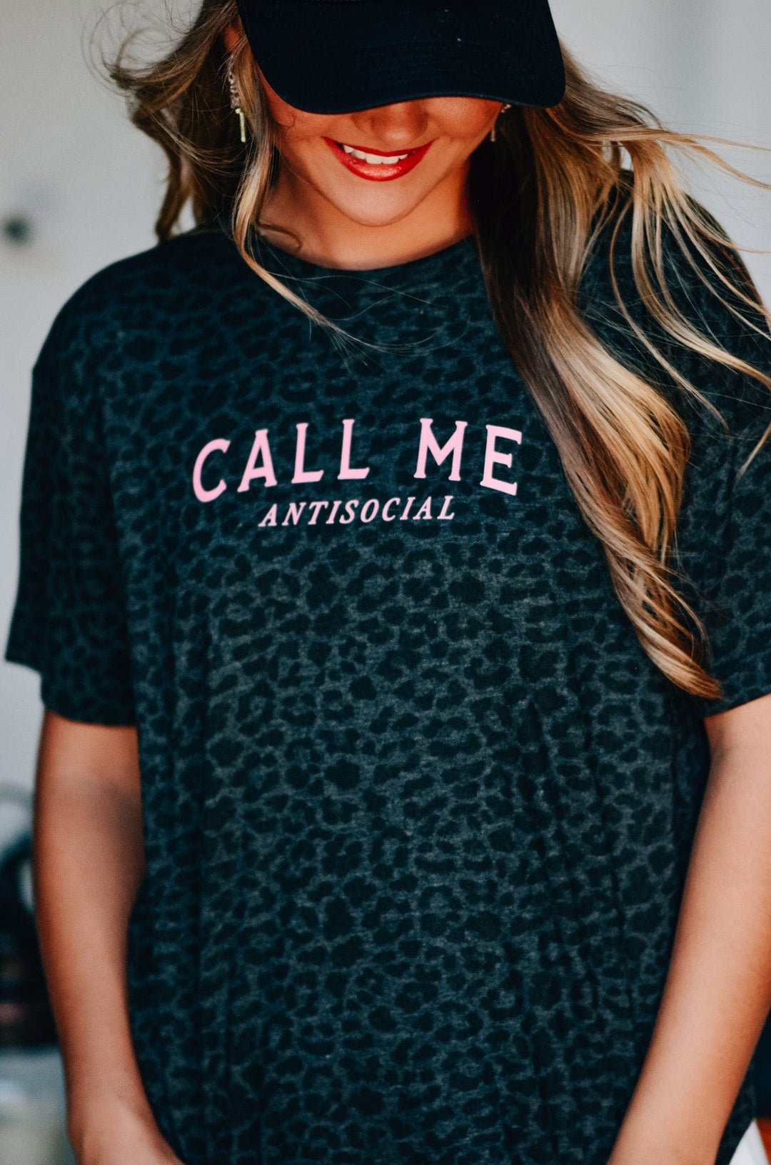 Call Me Antisocial Leopard Tee
