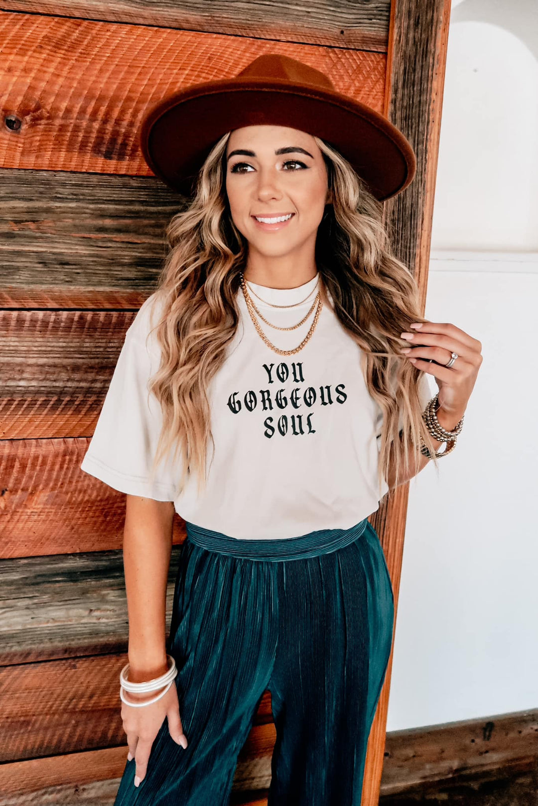 You Gorgeous Soul Sand Mock Neck Tee