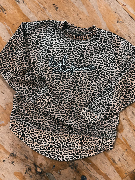 High Maintenance Black Glitter Leopard Sweatshirt