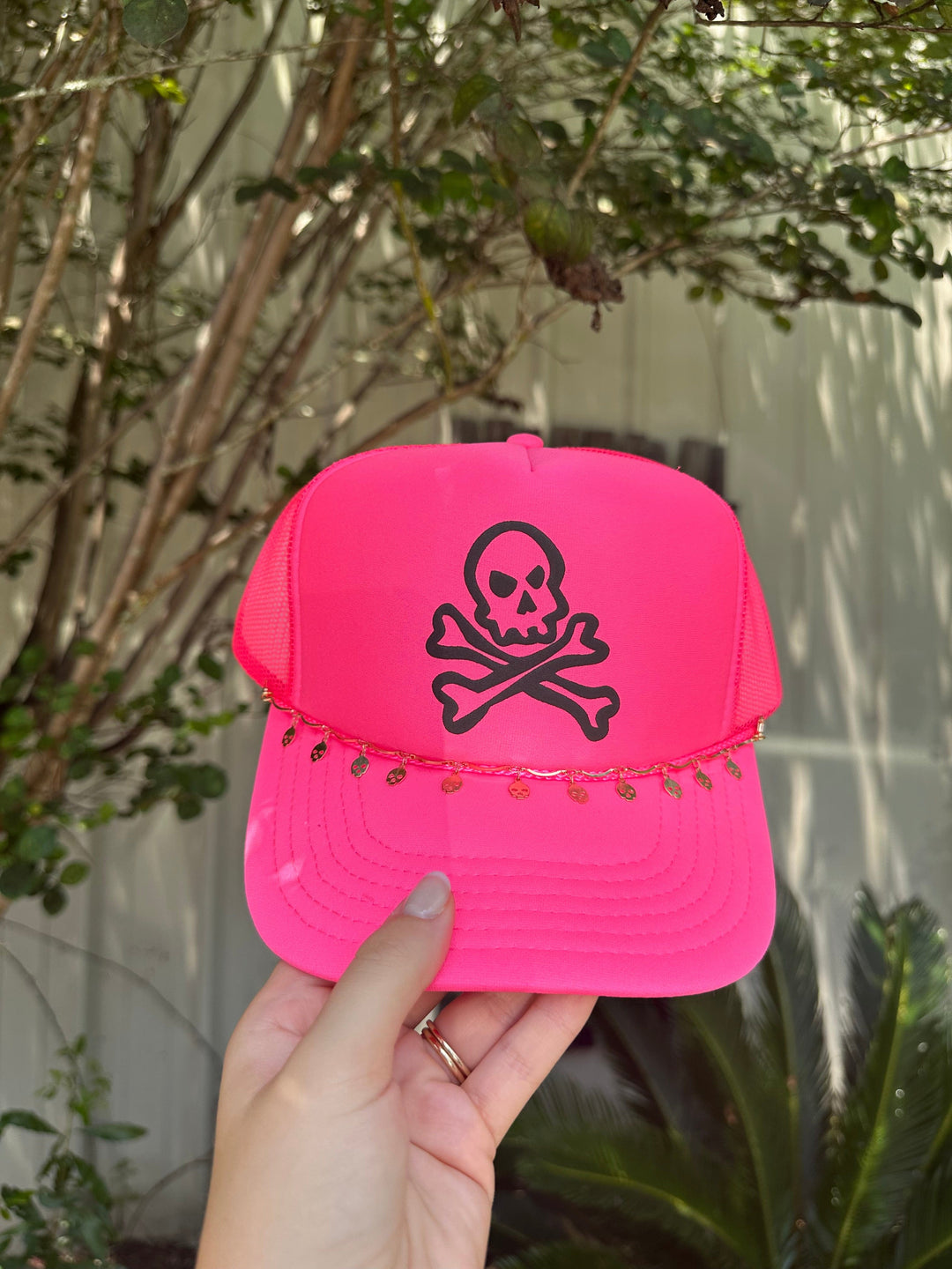 Crossbone Skelly Hot Pink Trucker Hat