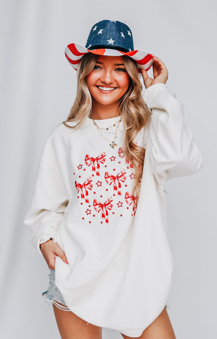 Bows and Stars Corded Sweatshirt