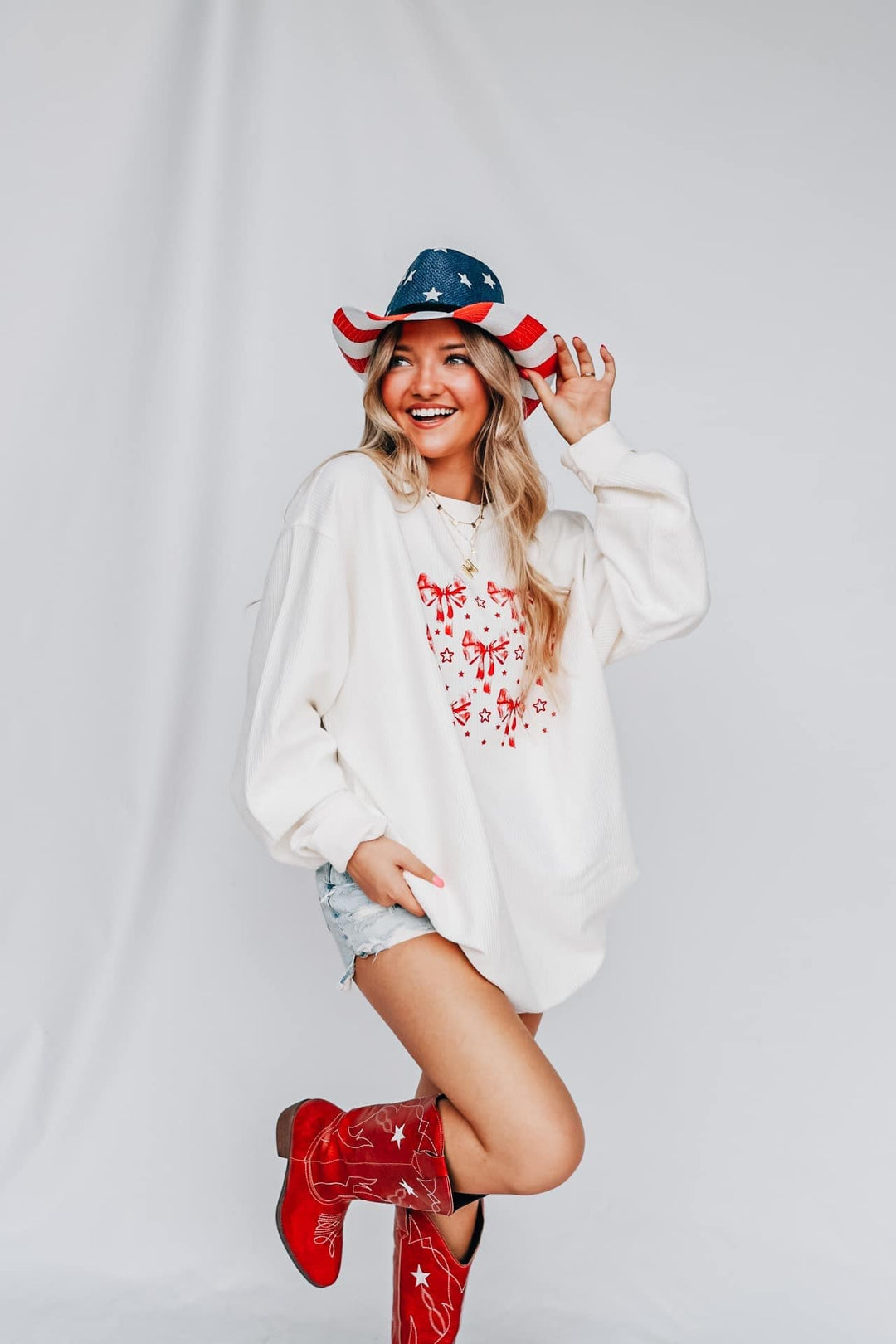 Bows and Stars Corded Sweatshirt