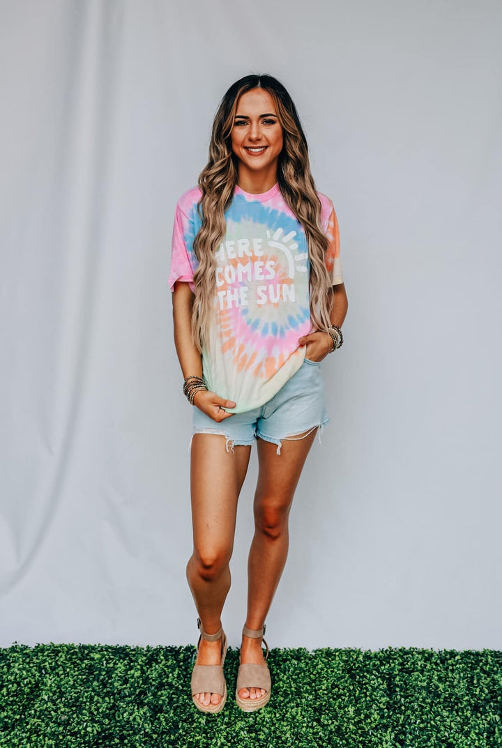 Here Comes The Sun Pastel Tie Dye Tee