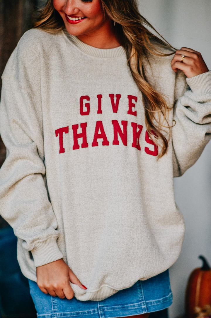 Give Thanks Knit Sweatshirt