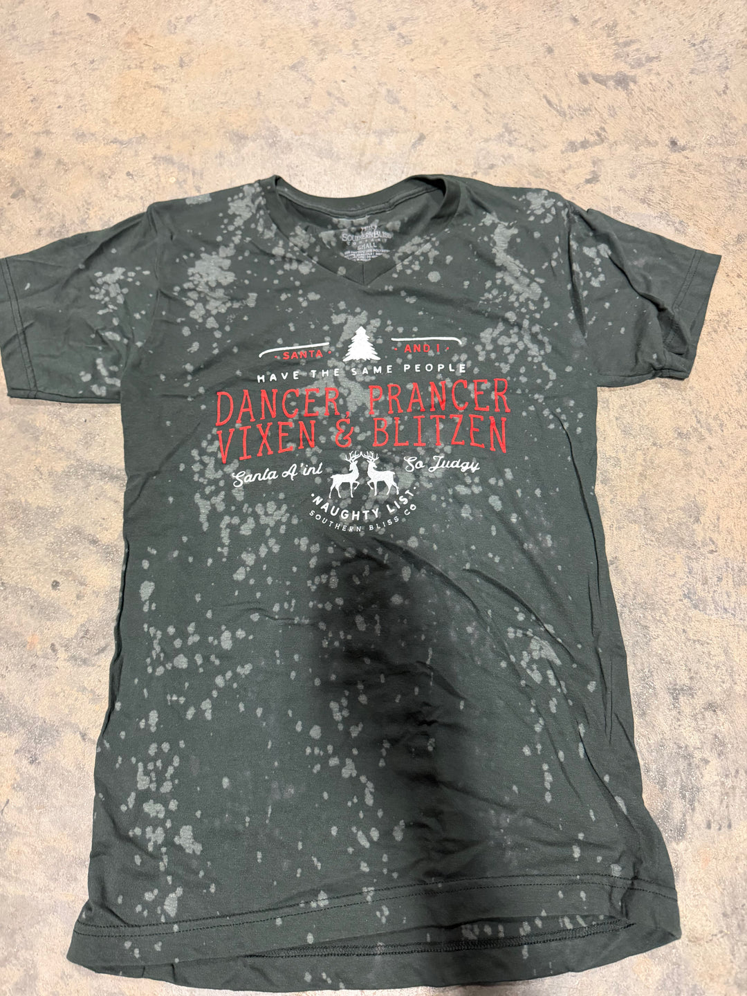 Dancer Prancer Bleached Vneck tee