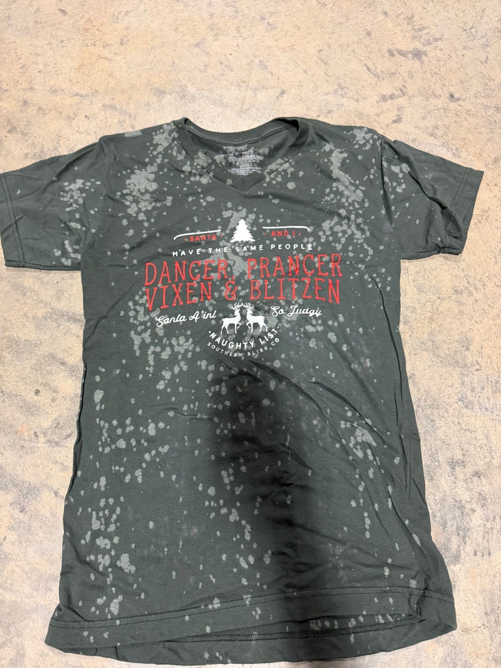 Dancer Prancer Bleached Vneck tee