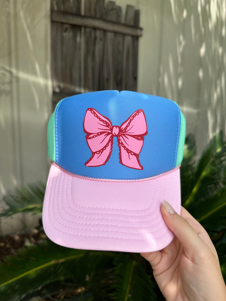 Pink Lace Bow Multi Trucker Hat