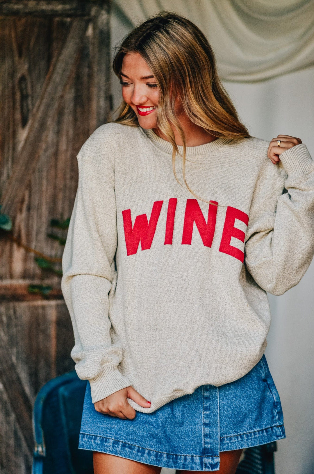 Wine Knit Sweatshirt