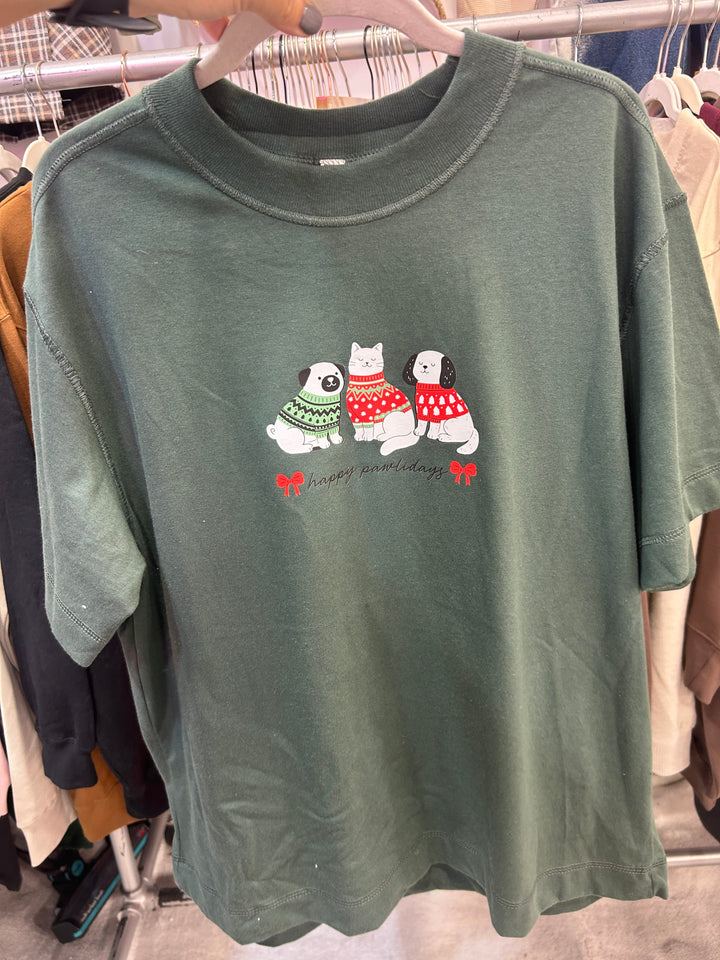 Pawlidays Green Vintage Boxy Tee
