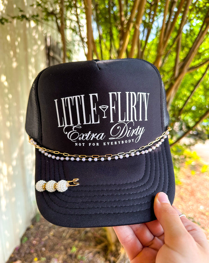 Little Flirty Extra Dirty Black Trucker Hat
