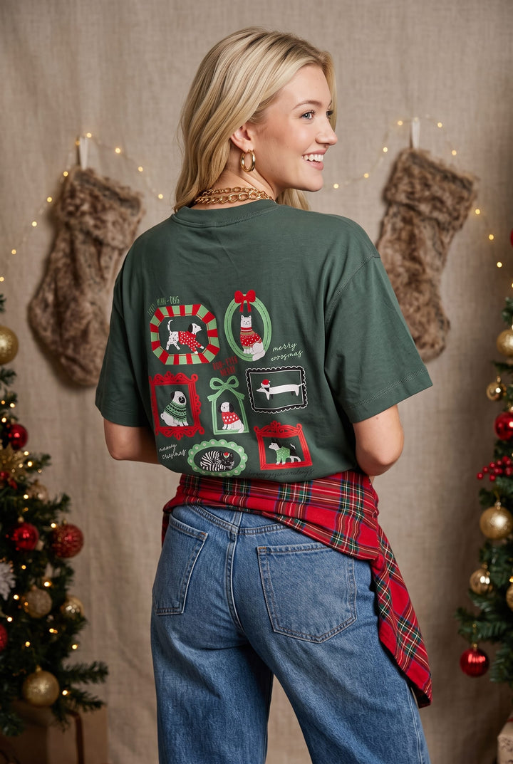 Happy Pawlidays Green Vintage Boxy Tee