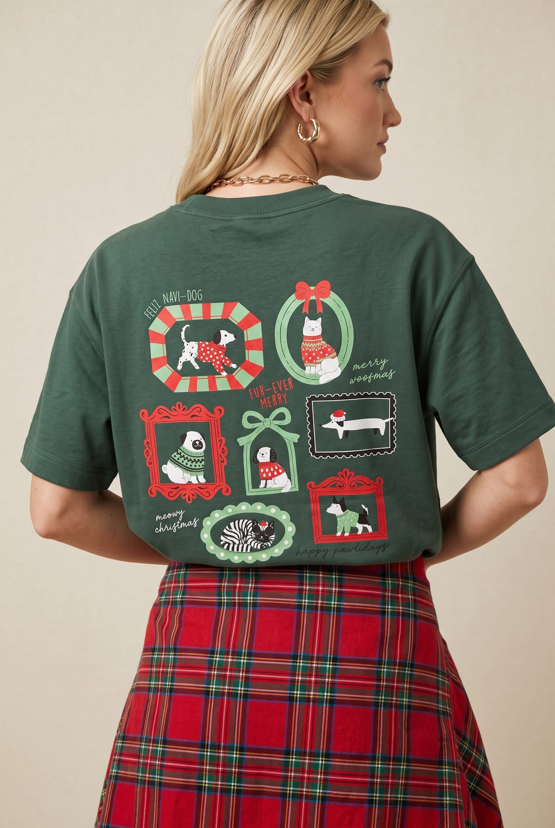 Happy Pawlidays Green Vintage Boxy Tee