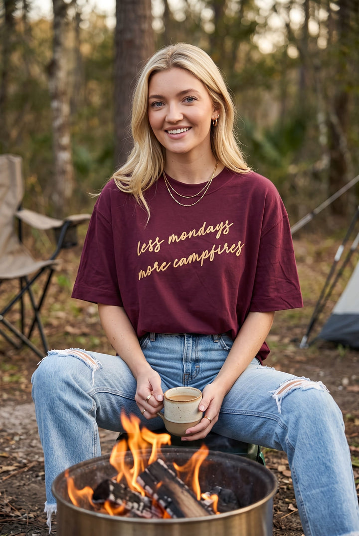 Less Mondays More Campfires Boxy Tee