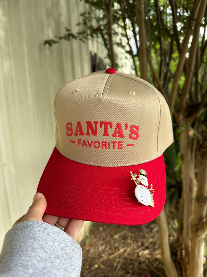 Santa’s Favorite Khaki/Red Canvas Trucker Hat