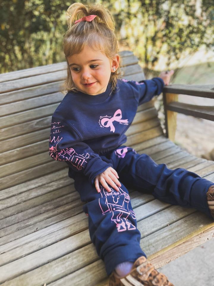 Nutcracker Bows Navy Sweatshirt YOUTH