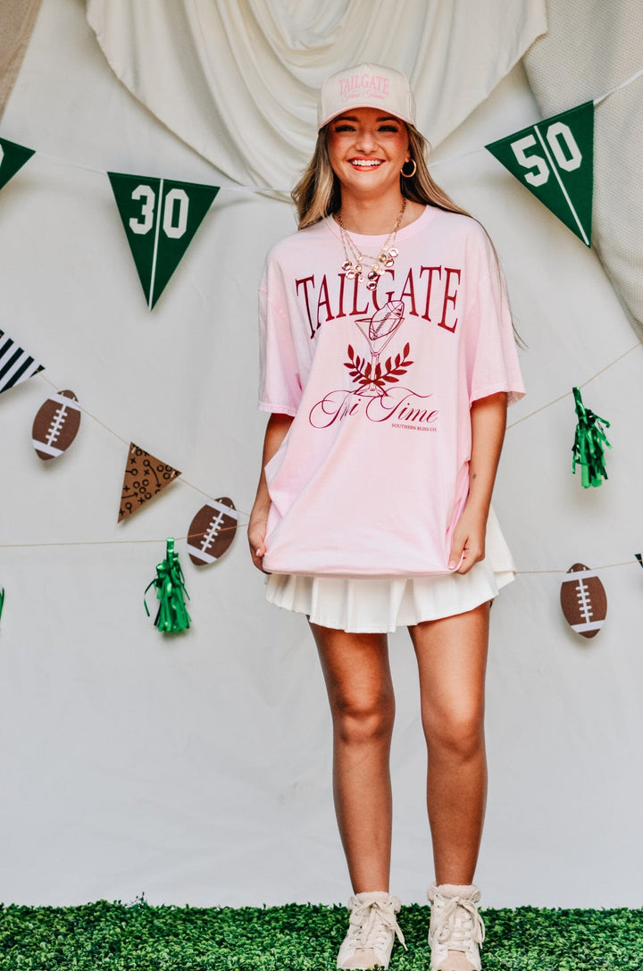 Tailgate Tini Time Light Pink Tee