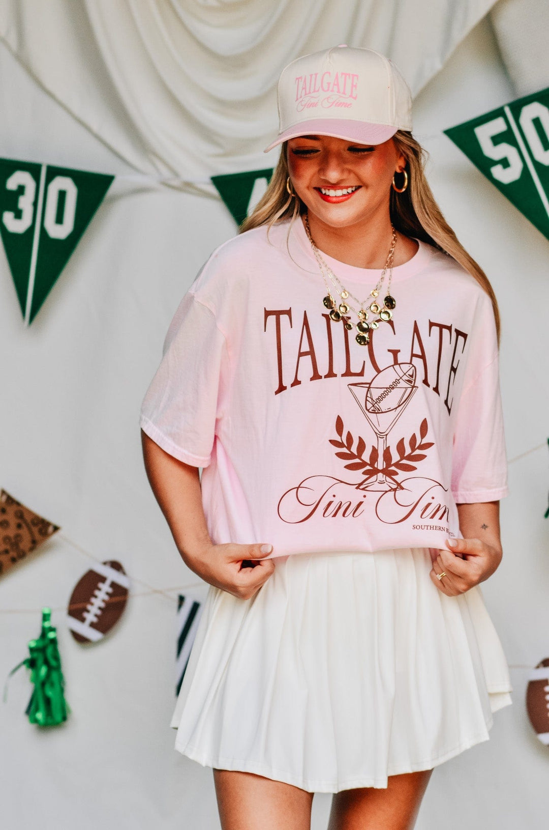 Tailgate Tini Time Light Pink Tee