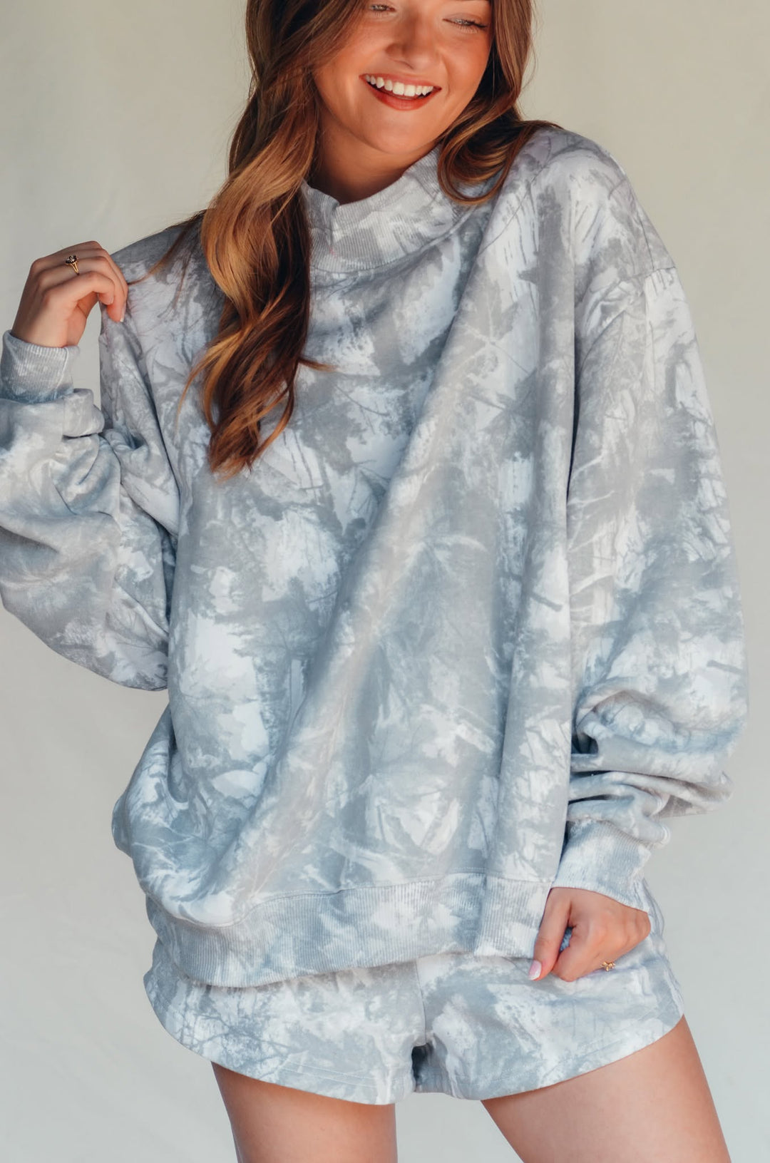 PREORDER (estimated 10/31 ship date!!) White Wash Camo Mock Neck Sweatshirt