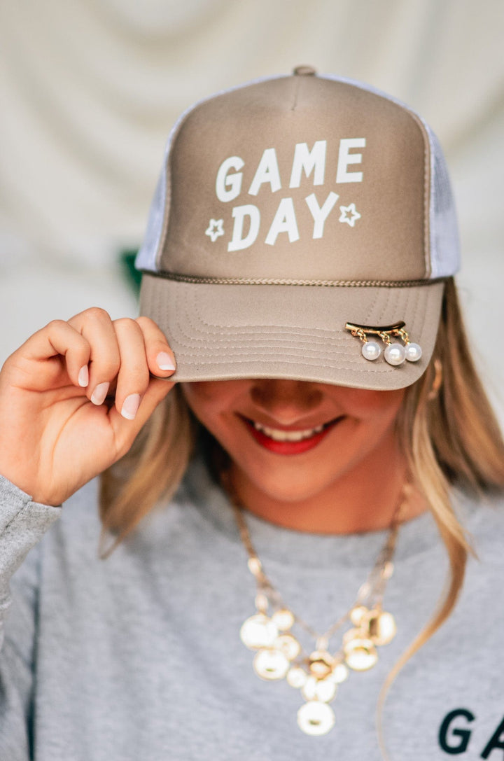 Game Day Khaki & White Trucker Hat