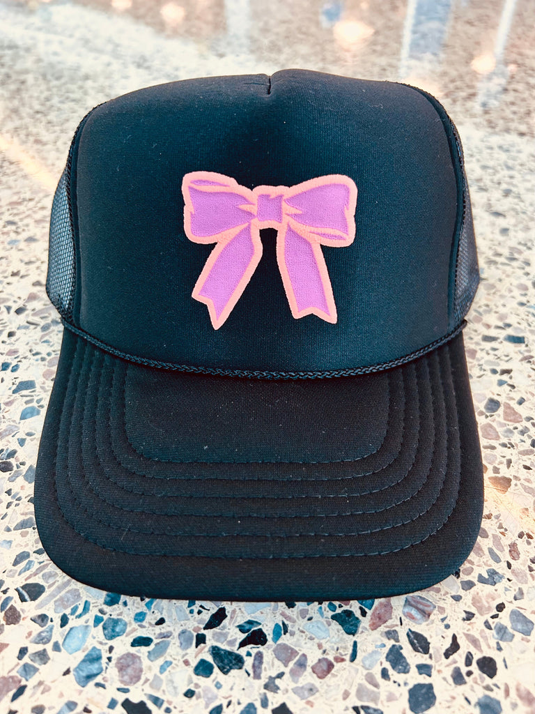 Bow Puff Black Trucker Hat