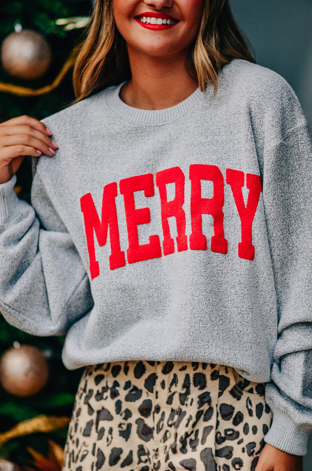 Merry Silver Knit Sweatshirt