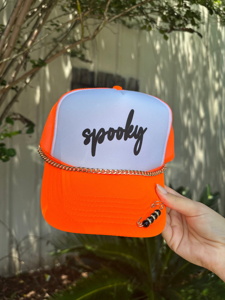 Spooky Neon Orange/White Trucker Hat