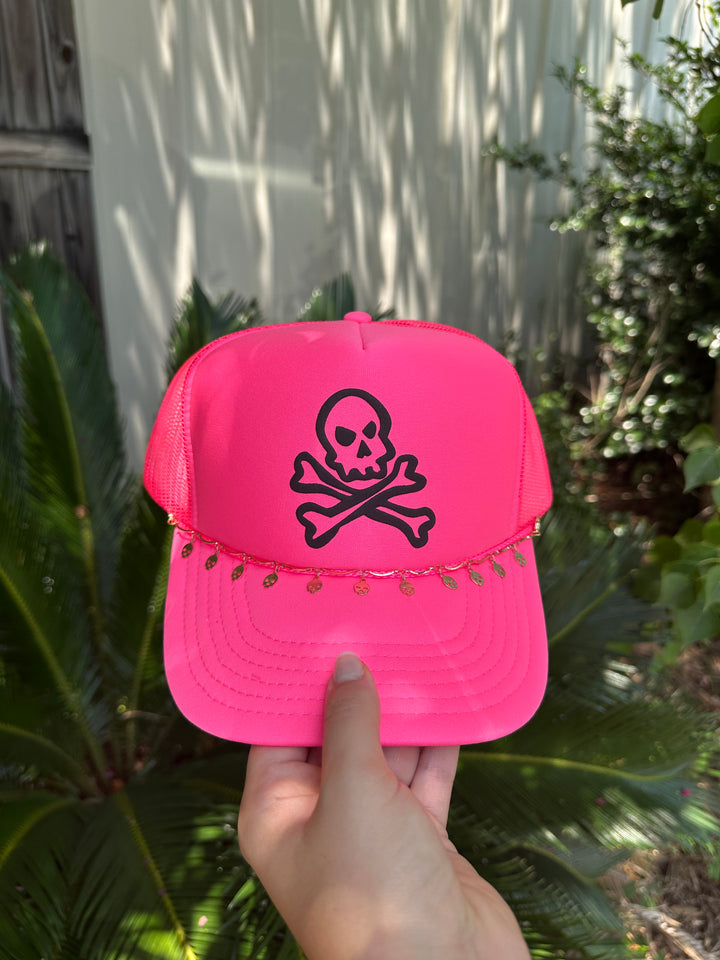Crossbone Skelly Hot Pink Trucker Hat