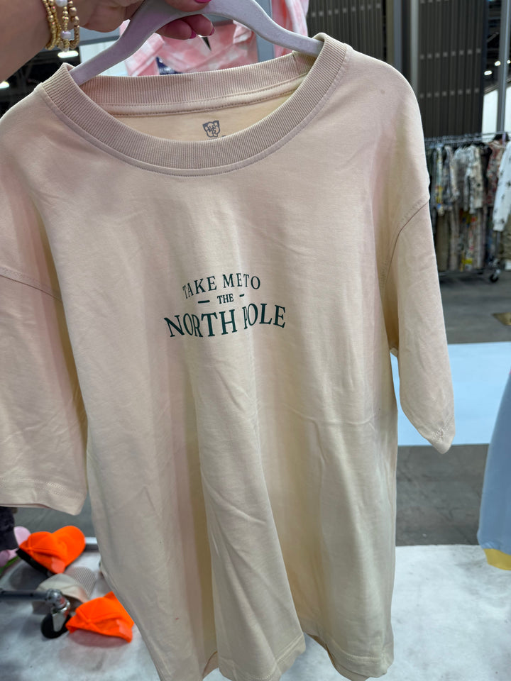 Take Me To The North Pole Ivory Mock Neck Tee