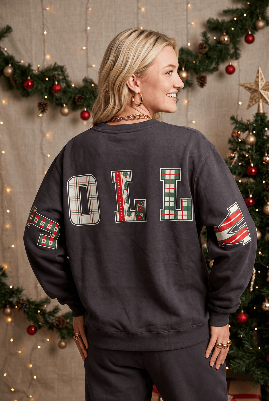 Holly Jolly Patch Charcoal Sweatshirt