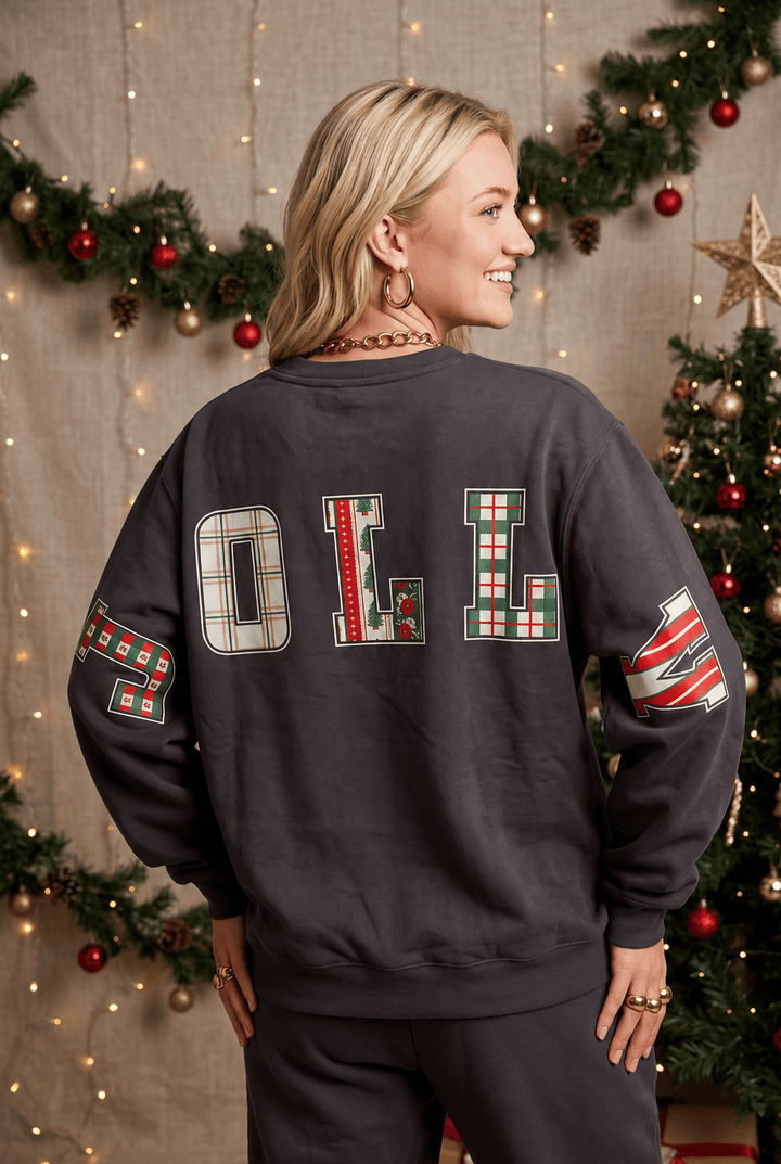 Holly Jolly Patch Charcoal Sweatshirt